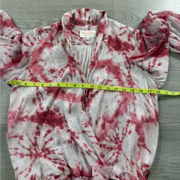 ROCOCO SAND Wrap-Effect Tie-Dyed Jacquard Mini Long Sleeve Dress - Picture 14 of 15